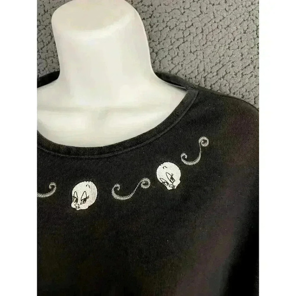 VTG Tweety Bird Long Sleeve T-Shirt XL Monochrome 90s Y2K Black - Picture 8 of 9